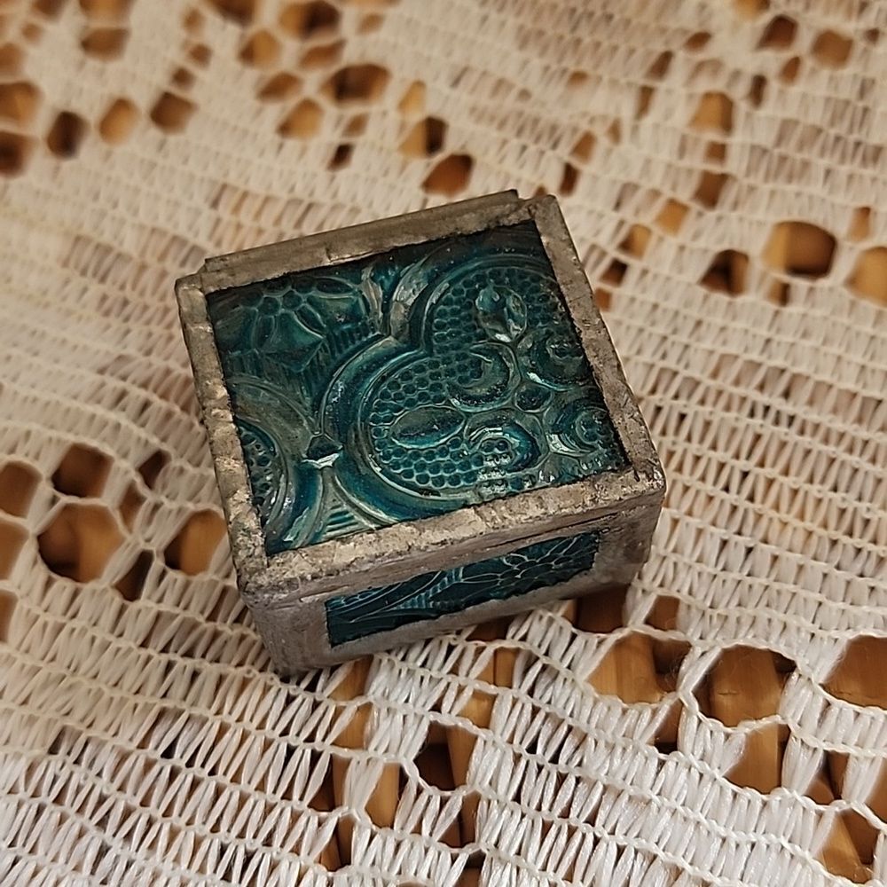 Vintage Mini Colored Glass Trinket Box